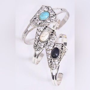 25646 Six of Pack Semiprecious Stone Cuff Bracelets Wholesale Lot Box
